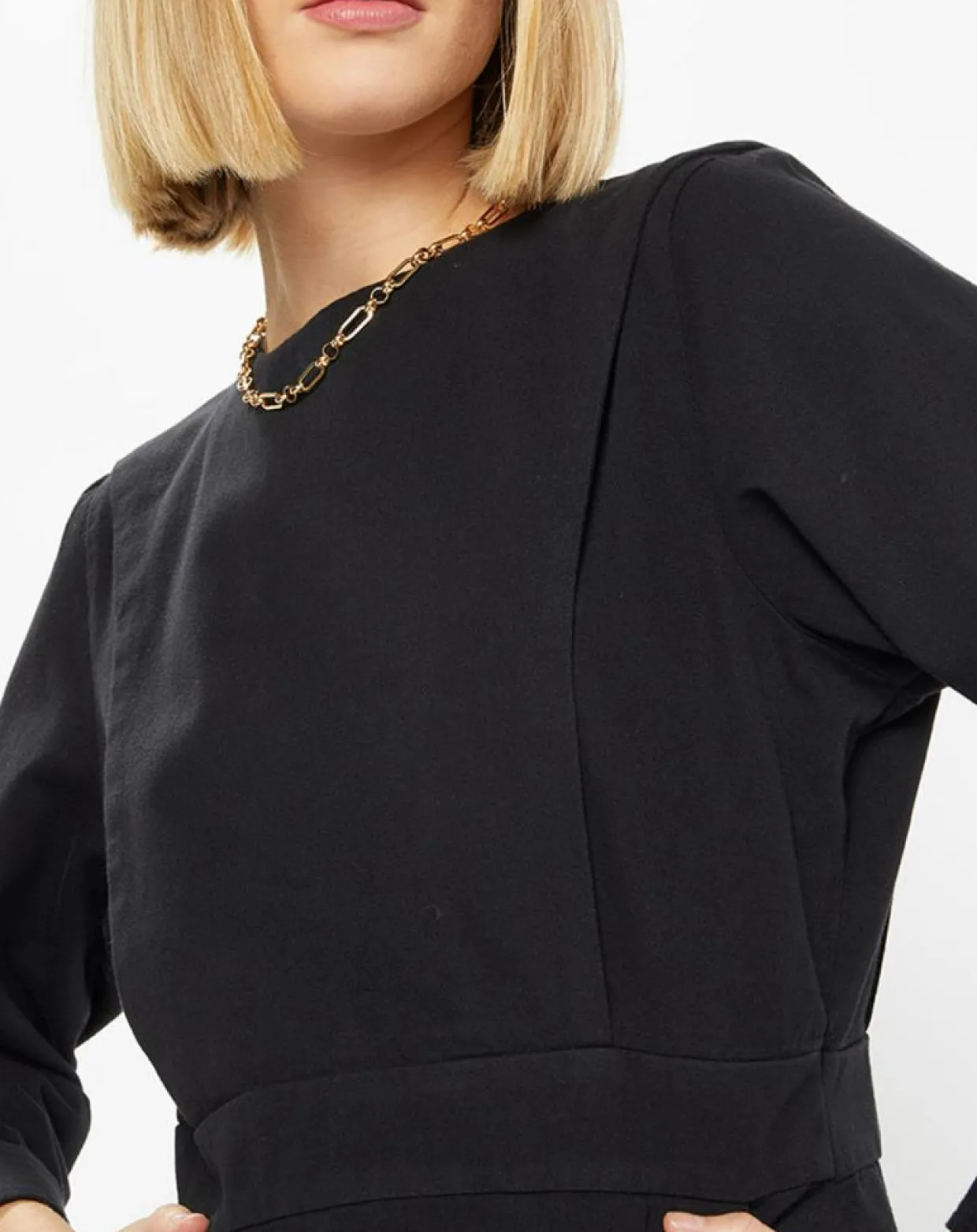 Robe courte en Coton bio Clara unie noire-Galeries Lafayette Hot