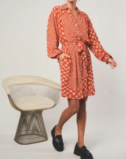 Robe courte Sonia à motifs orange-Stella Forest Sale