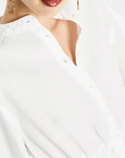 Femme Marc O'Polo Robes^Robe courtes 100% Lin Col Mao Kl écrue
