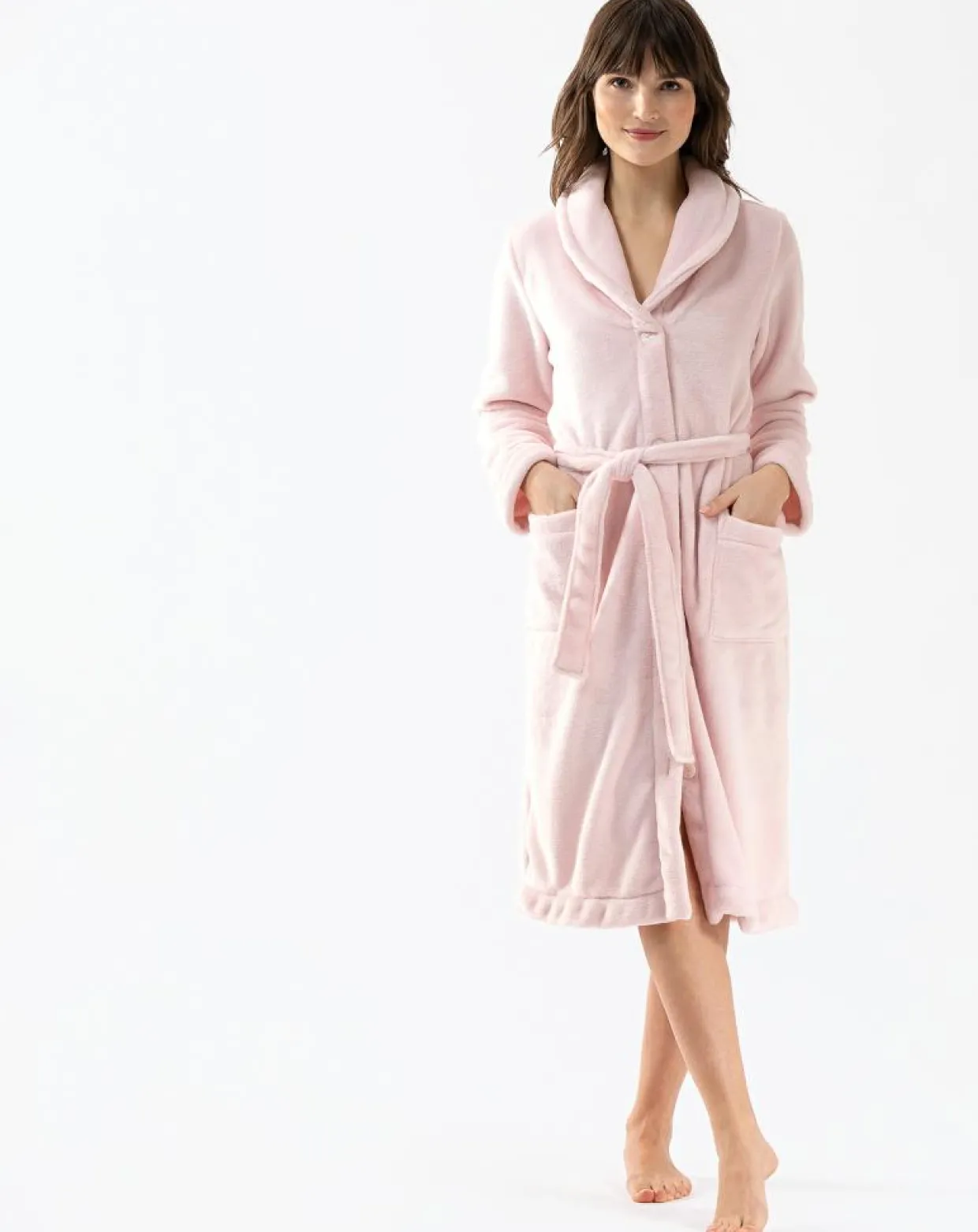 Femme Le Chat Lingerie, Nuit^Robe de chambre en peluche flanelle Essentiel bois de rose