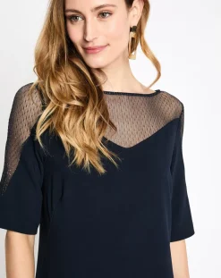 Femme Esprit Robes^Robe de céremonie v lurex bi matière bleu marine