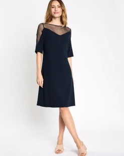 Femme Esprit Robes^Robe de céremonie v lurex bi matière bleu marine