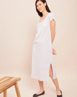 Robe de nuit longue Smoothie gris chiné/blanc-Le Chat Online