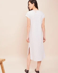 Robe de nuit longue Smoothie gris chiné/blanc-Le Chat Online
