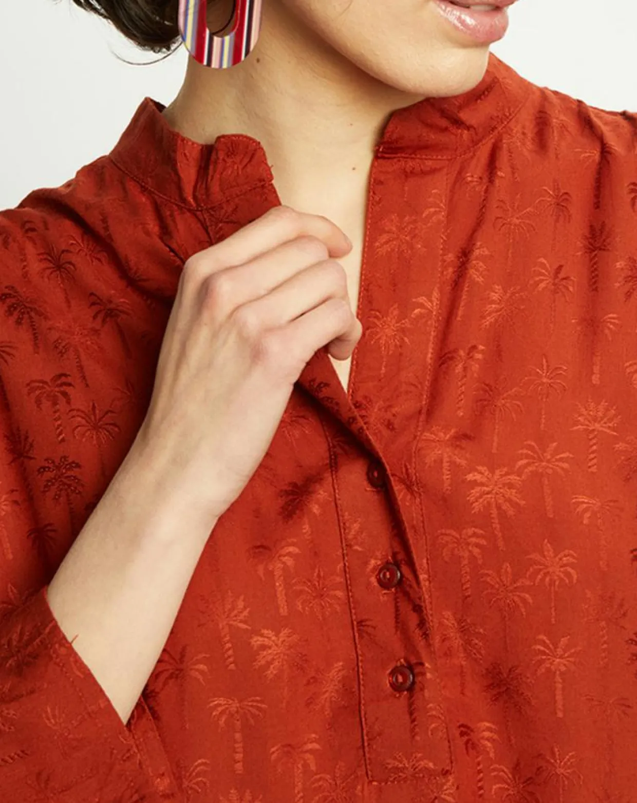 Robe Dina imprimée palmiers paprika-Harris Wilson Clearance