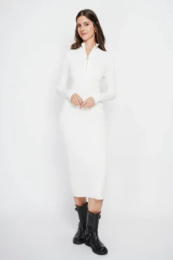 Femme Assuili Robes^Robe en Cachemire mélangé col montant naturelle