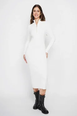 Femme Assuili Robes^Robe en Cachemire mélangé col montant naturelle
