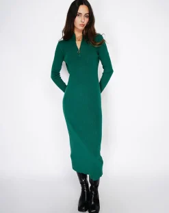 Femme Assuili Robes^Robe en Cachemire mélangé Eliane vert amazone