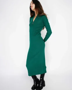 Femme Assuili Robes^Robe en Cachemire mélangé Eliane vert amazone