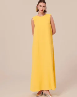 Femme Tara Jarmon Robes^Robe en crêpe jaune