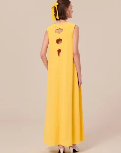 Femme Tara Jarmon Robes^Robe en crêpe jaune