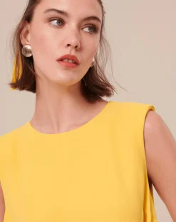 Femme Tara Jarmon Robes^Robe en crêpe jaune