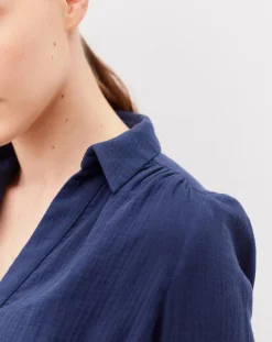 Femme Caroll Robes^Robe en Gaze de Coton Betina indigo