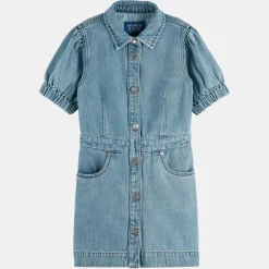 Enfant Scotch & Soda Fille^Robe en Jean courte en Toile de coton mélangé bleue