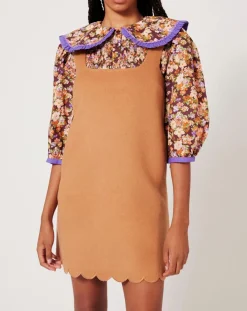 Femme Manoush Robes^Robe en Laine mélangée Gabardine camel