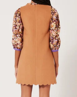 Femme Manoush Robes^Robe en Laine mélangée Gabardine camel