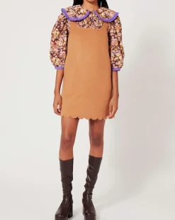 Femme Manoush Robes^Robe en Laine mélangée Gabardine camel