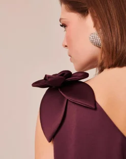 Robe en satin fluide chocolat-Tara Jarmon Outlet