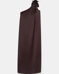 Robe en satin fluide chocolat-Tara Jarmon Outlet