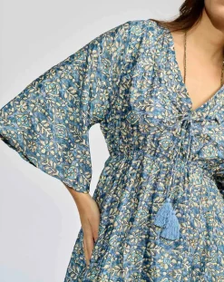 Femme Lauren Vidal Robes^Robe en Soie mélangée Kylan bleue