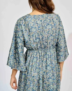 Femme Lauren Vidal Robes^Robe en Soie mélangée Kylan bleue