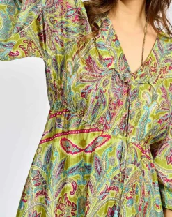 Robe en Soie mélangée Kylan vert/multicolore-Lauren Vidal New
