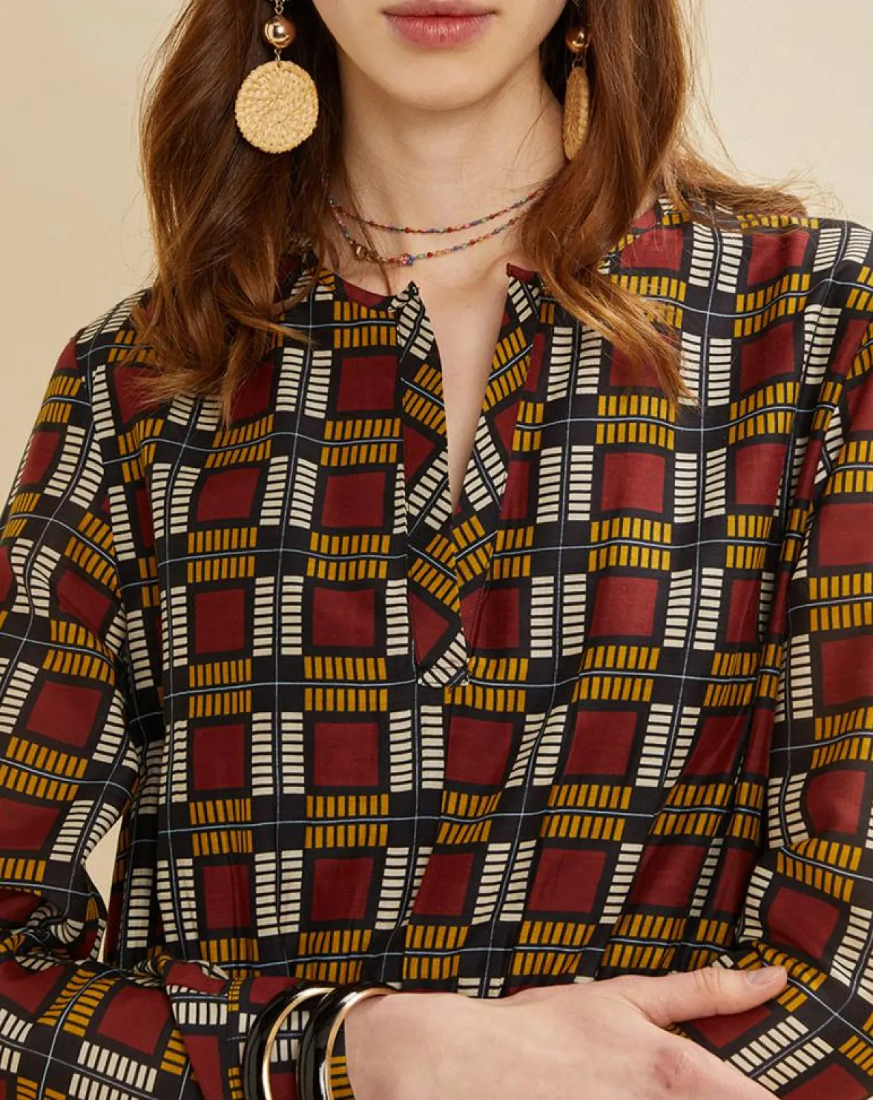 Robe en Soie mélangée Marcia bordeaux-Chloé Stora Discount