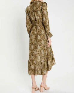 Robe en Soie mélangée Sasha dorée-Lauren Vidal Outlet