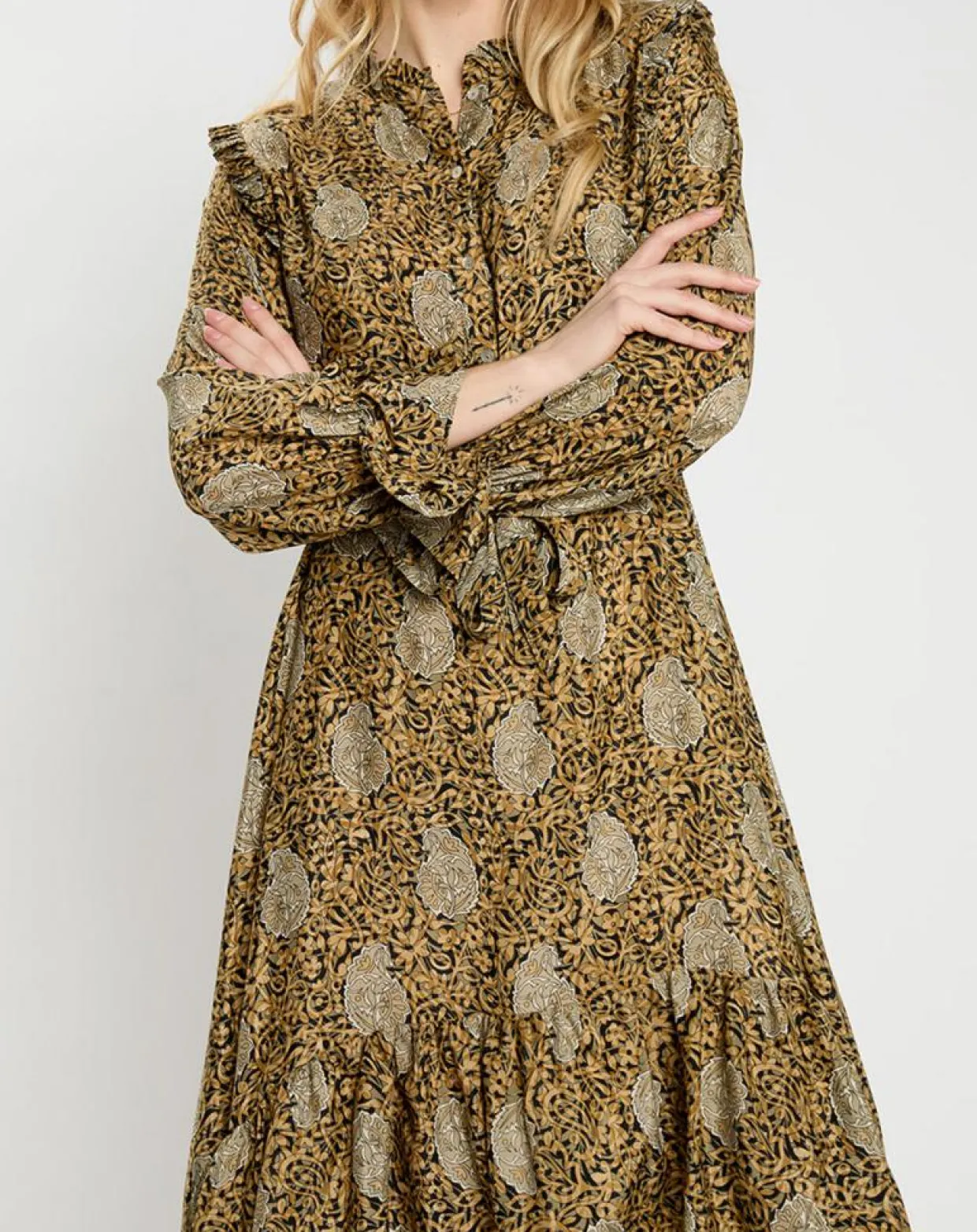Robe en Soie mélangée Sasha dorée-Lauren Vidal Outlet