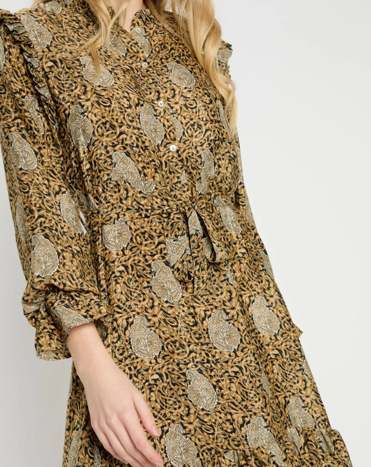 Robe en Soie mélangée Sasha dorée-Lauren Vidal Outlet