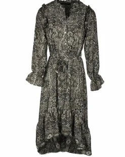 Femme Lauren Vidal Robes^Robe en Soie mélangée Sasha imprimée jaipur noire
