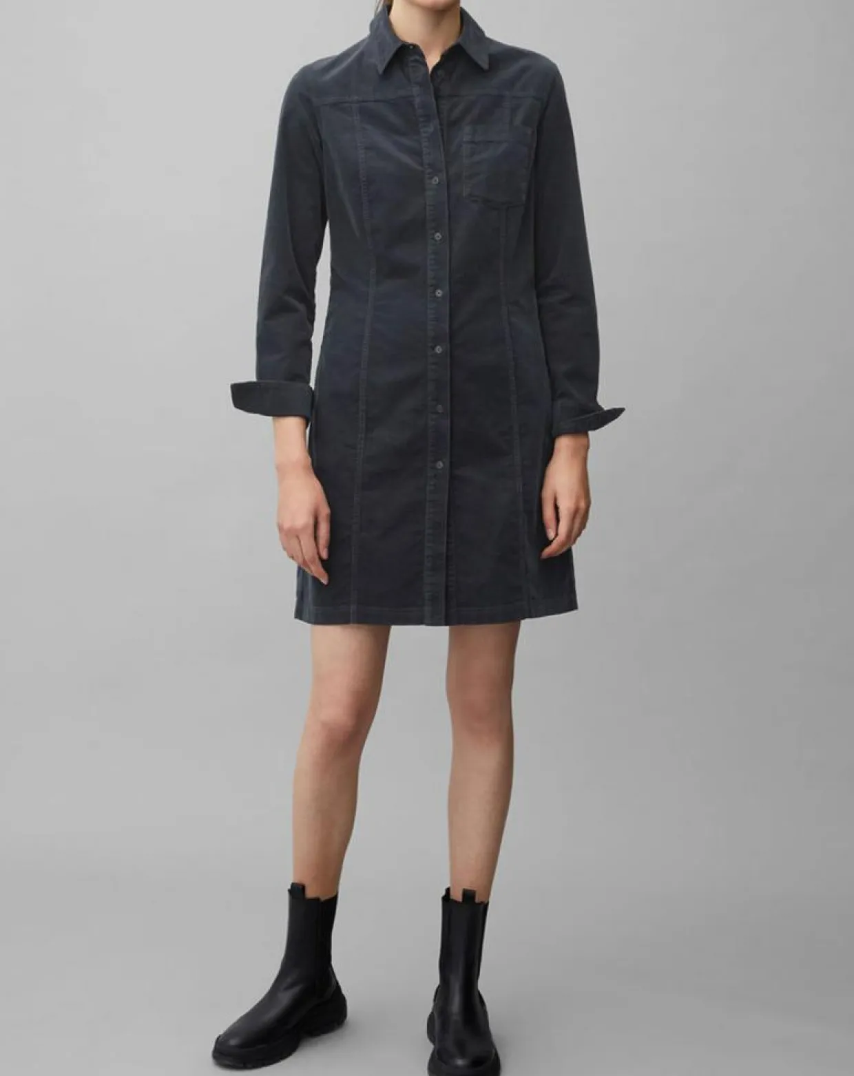 Robe en Velours côtelé bleu marine-Marc O'Polo Best