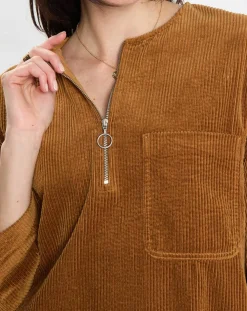 Femme Marc O'Polo Robes^Robe en Velours côtelé zip poche marron