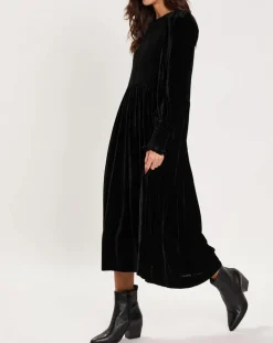 Femme Manoush Robes^Robe en Velours satiné Princesse noire