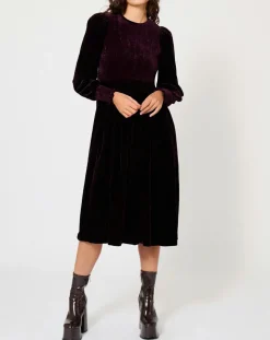 Robe en Velours satiné Princesse cerise noire-Manoush Clearance