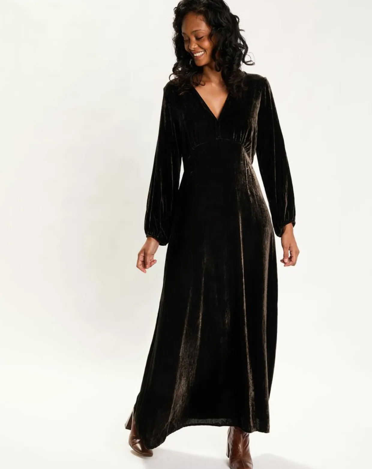 Femme Lauren Vidal Robes^Robe en Velours Solo café