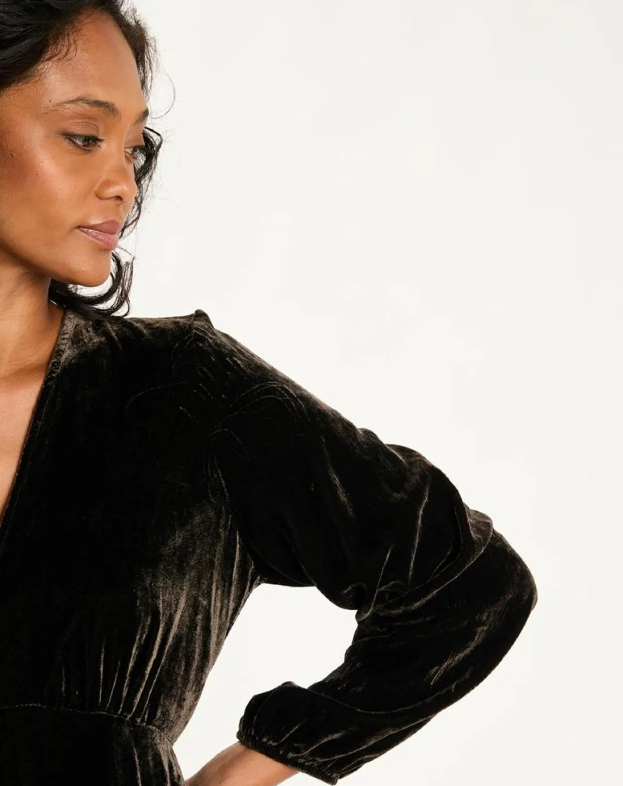 Femme Lauren Vidal Robes^Robe en Velours Solo café