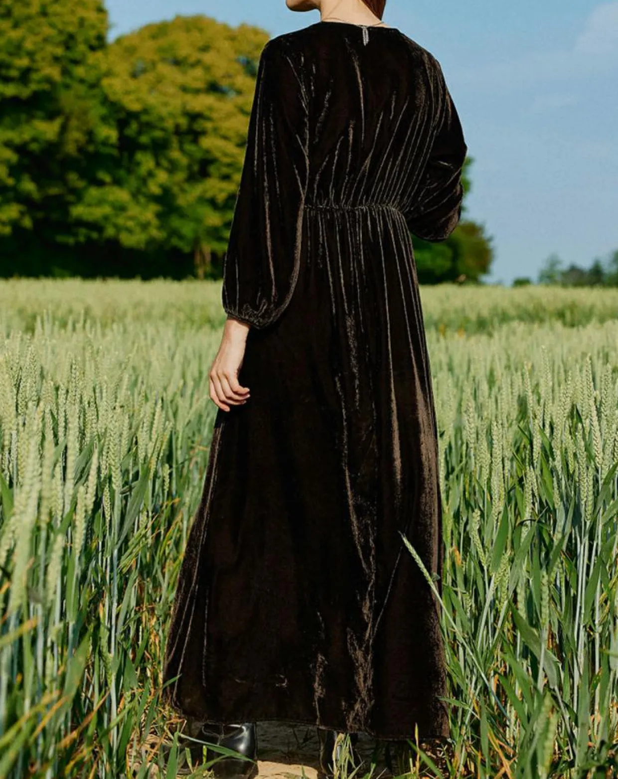 Femme Lauren Vidal Robes^Robe en Velours Solo café