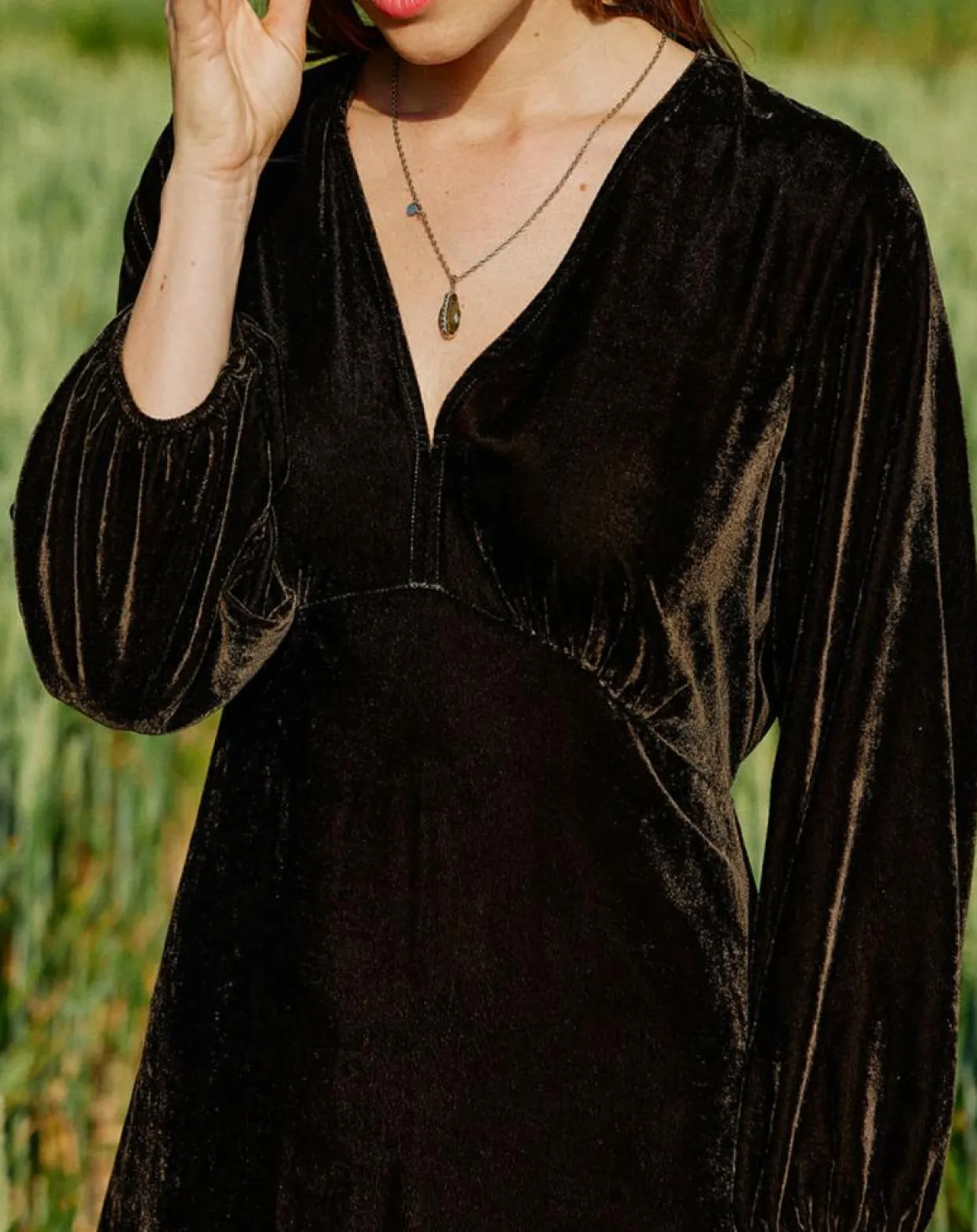 Femme Lauren Vidal Robes^Robe en Velours Solo café