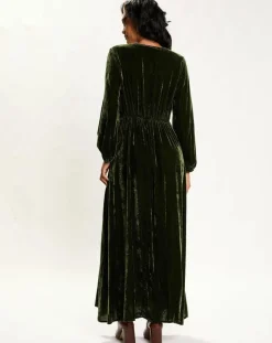 Robe en Velours Solo verte-Lauren Vidal Sale