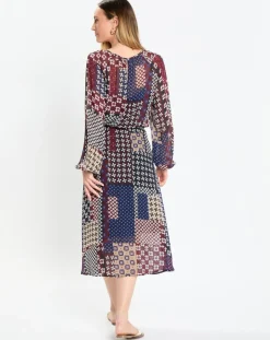 Robe en voile Klook imprimée bordeaux/marine-Marc O'Polo Discount
