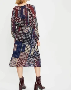 Robe en voile Klook imprimée bordeaux/marine-Marc O'Polo Discount