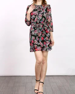 Femme See u Soon Robes^Robe en voile Los Angeles imprimée noir/multicolore