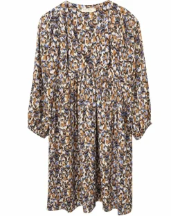 Robe Esmée satinée imprimée beige/bleu-See u Soon Sale