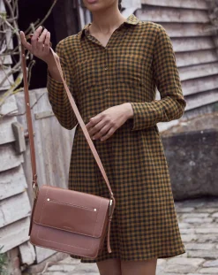 Femme Cyrillus Robes^Robe Etamine Laine mélangée à carreaux vert moyen/camel