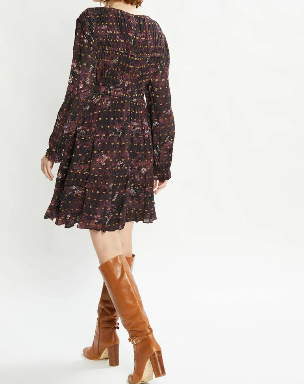 Femme Scotch & Soda Robes^Robe Evasée Lurex col V noir/rose