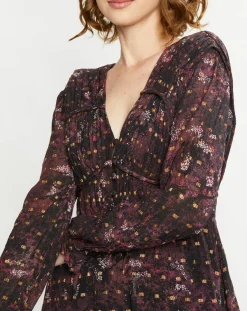 Femme Scotch & Soda Robes^Robe Evasée Lurex col V noir/rose
