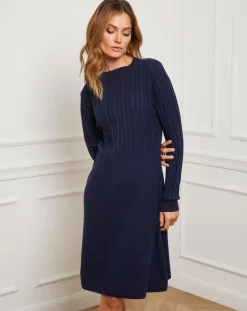 Robe Eve marine-Fleur de cachemire Outlet