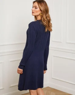 Robe Eve marine-Fleur de cachemire Outlet