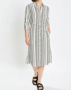 Robe fluide à rayures blanc/noir-Marc O'Polo Discount